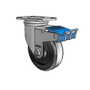 4"x1.25" Polyolefin Ball Bearing Direction Lock Caster with 2.5"x3.625" Plate