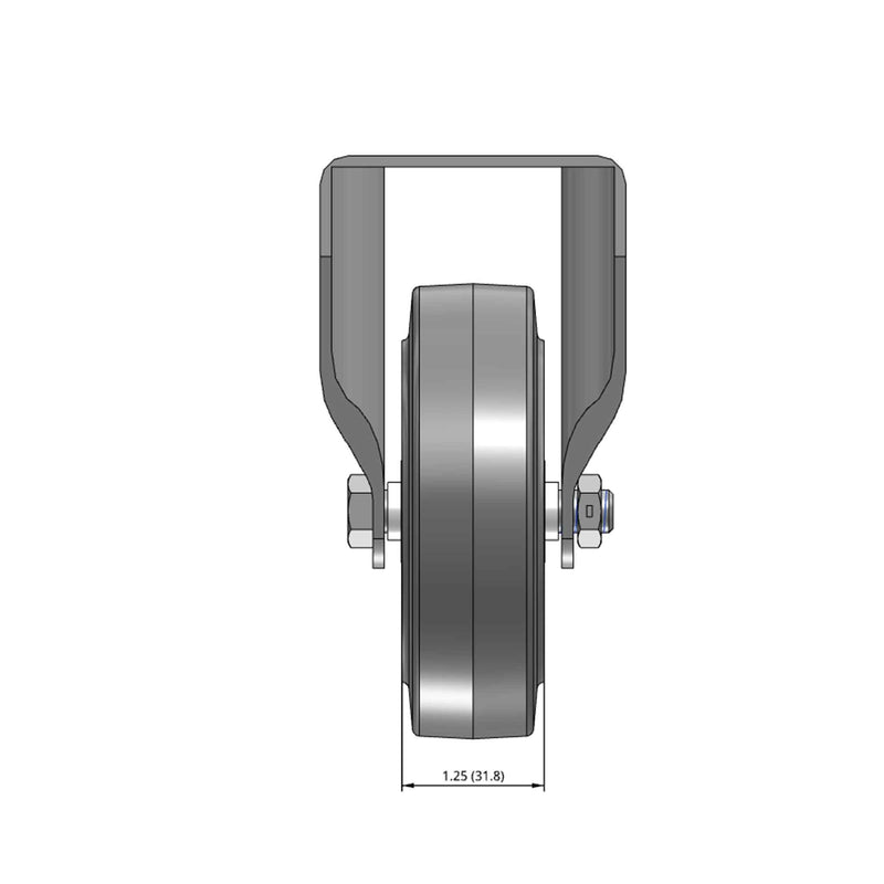 Top dimensioned CAD view of a Colson Casters 4" x 1.25" wide wheel Rigid caster with 2-11/16" x 3-5/8" top plate, without a brake, Performa wheel and 300 lb. capacity part