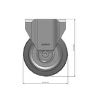 Front dimensioned CAD view of a Colson Casters 4" x 1.25" wide wheel Rigid caster with 2-11/16" x 3-5/8" top plate, without a brake, Performa wheel and 300 lb. capacity part