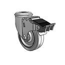 4"x1.25" Performa Delrin Bearing Caster with Total Lock and 1/2" Hollow Rivet