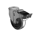 4"x1.25" Polyolefin Ball Bearing Caster with Total Lock and 1/2" Hollow Rivet