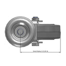 Side dimensioned CAD view of a Colson Casters 4" x 1.25" wide wheel Swivel caster with 1/2"-13 x 1-1/2" stud, without a brake, Performa wheel and 300 lb. capacity part