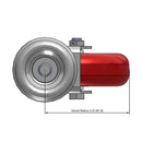 Side dimensioned CAD view of a Colson Casters 4" x 1.25" wide wheel Swivel caster with 1/2"-13 x 1-1/2" stud, without a brake, HI-TECH Polyurethane wheel and 275 lb. capacity part