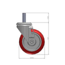 Front dimensioned CAD view of a Colson Casters 4" x 1.25" wide wheel Swivel caster with 1/2"-13 x 1-1/2" stud, without a brake, HI-TECH Polyurethane wheel and 275 lb. capacity part