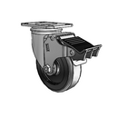 4"x1.25" Polyolefin Delrin Bearing Caster with Total Lock and 2.5"x3.625" Plate