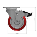 Front dimensioned CAD view of a Colson Casters 4" x 1.25" wide wheel Swivel caster with 2-1/2" x 3-5/8" top plate, with a top total locking brake, HI-TECH Polyurethane wheel and 275 lb. capacity part