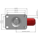 Side dimensioned CAD view of a Colson Casters 4" x 1.25" wide wheel Swivel caster with 2-1/2" x 3-5/8" top plate, without a brake, HI-TECH Polyurethane wheel and 275 lb. capacity part