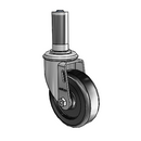 4"x1.25" Polyolefin Delrin Bearing Caster with 1-1/8" to 1-3/16" Inside Dia. Round Tubing Expanding Adapter (MTG43)
