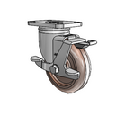 Stainless 4"x1.25" Thermo Plain Side-Lock Caster with 2.5"x3.625" Plate