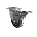 Stainless 4"x1.25" Polyolefin Delrin Bearing Caster with Top Lock and 2.5"x3.625" Plate