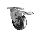 Stainless 4"x1.25" Polyolefin Delrin Bearing Caster with Total Lock and 2.5"x3.625" Plate