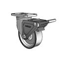 Stainless 4"x1.25" ThermoTech Teflon Caster with Top Lock and 2.5"x3.625" Plate