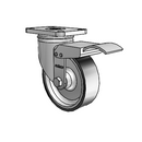 Stainless 4"x1.25" ThermoTech Teflon Caster with Total Lock and 2.5"x3.625" Plate