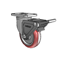 Stainless 4"x1.25" HI-TECH Delrin Bearing Caster with Top Lock and 2.5"x3.625" Plate