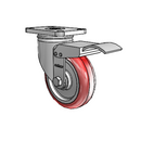 Stainless 4"x1.25" HI-TECH Delrin Bearing Caster with Total Lock and 2.5"x3.625" Plate