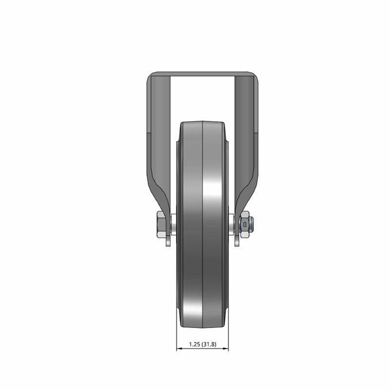 5"x1.25" Rigid Plate Caster with Performa Rubber Ball Bearing Wheel
