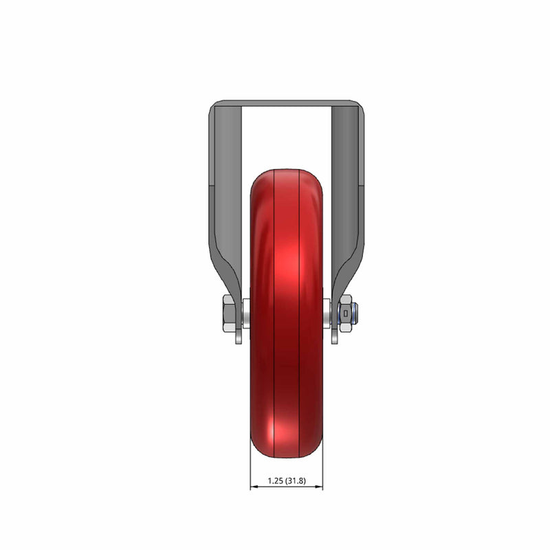 5"x1.25" Rigid Plate Caster with Polyurethane HI-TECH Ball Brg Wheel