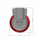 5"x1.25" Rigid Plate Caster with Polyurethane HI-TECH Ball Brg Wheel