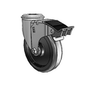 5"x1.25" Polyolefin Delrin Bearing Caster with Total Lock and 1/2" Hollow Rivet