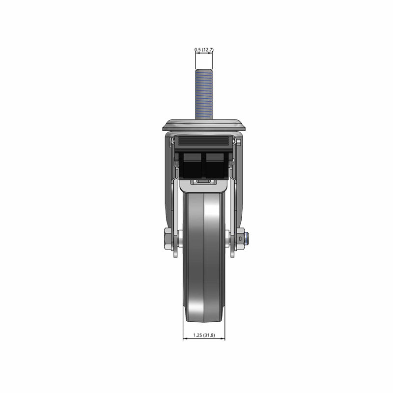 5"x1.25" Total Lock Caster with 1/2" Thread and Performa BB Wheel