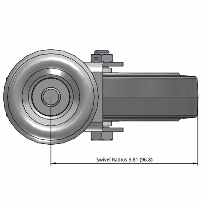 5"x1.25" Swivel Caster with 1/2" Thread and Performa Rubber BB Wheel