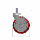 5"x1.25" Side Lock Caster with 1/2" Thread and Poly HI-TECH BB Wheel