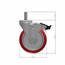 5"x1.25" Total Lock with 1/2" Thread Stem and Poly HI-TECH BB Wheel