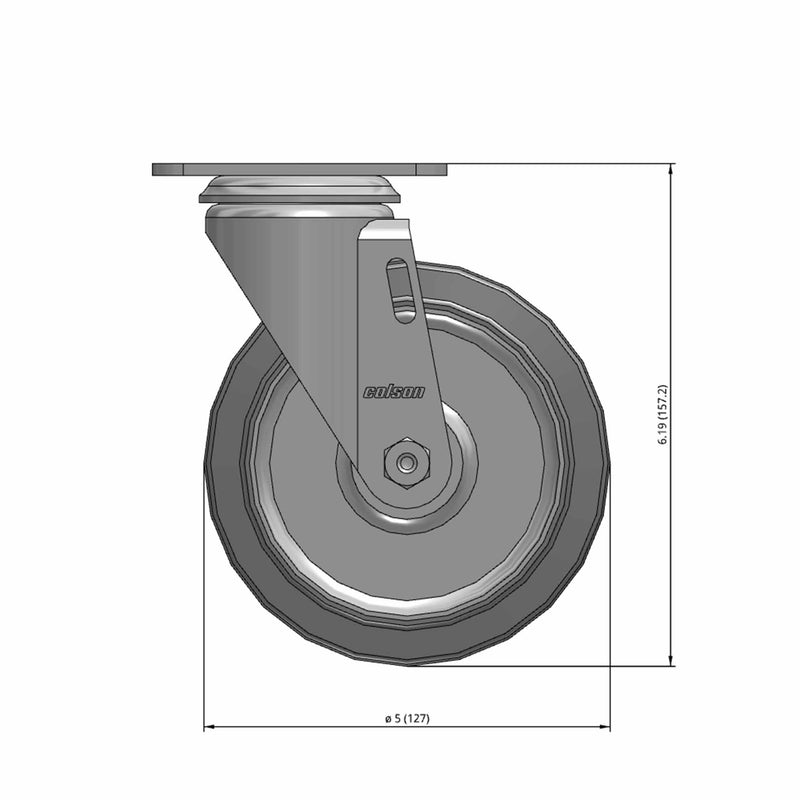 5"x1.25" Swivel Plate Caster with Performa Rubber Ball Bearing Wheel