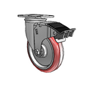 5"x1.25" HI-TECH Delrin Bearing Caster with Total Lock and 2.5"x3.625" Plate