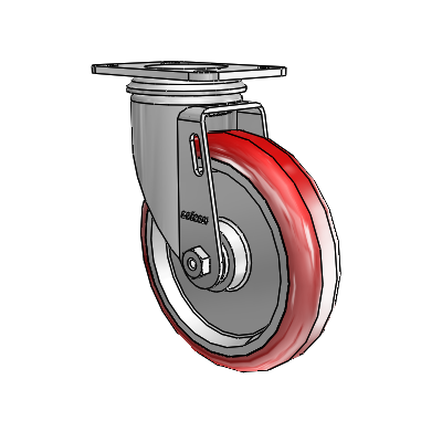 5"x1.25" HI-TECH Delrin Bearing Caster with 2.5"x3.625" Plate