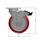 5"x1.25" Total Lock Plate Caster with Polyurethane HI-TECH BB Wheel