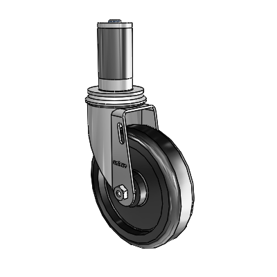 5"x1.25" Polyolefin Ball Bearing Caster with 1-3/8" to 1-7/16" Inside Dia. Square Tubing Expanding Adapter (MTG55)