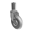 5"x1.3125" Performa Delrin Bearing Caster with 1-3/8" to 1-7/16" Inside Dia. Square Tubing Expanding Adapter (MTG55)