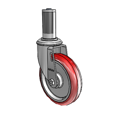 5"x1.25" HI-TECH Delrin Bearing Caster with 1-1/4" to 1-5/16" Inside Dia. Round Tubing Expanding Adapter (MTG44)