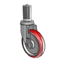 5"x1.25" HI-TECH Delrin Bearing Caster with 1-3/8" to 1-7/16" Inside Dia. Square Tubing Expanding Adapter (MTG55)