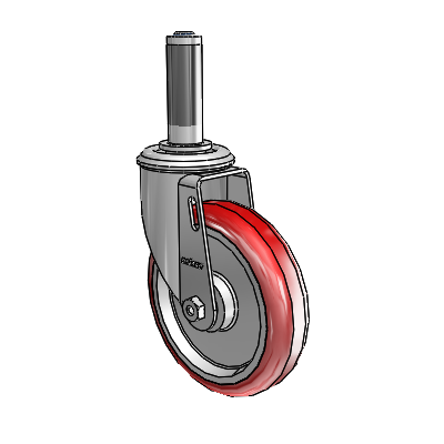 5"x1.25" HI-TECH Ball Bearing Caster with 7/8" to 15/16" Inside Dia. Round Tubing Expanding Adapter (MTG41)