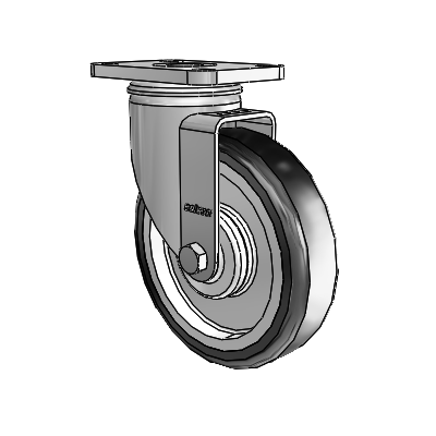 Stainless 5"x1.25" High-Temp TPE Precision Ball Caster with 2.5"x3.625" Plate