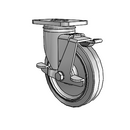 Stainless 5"x1.25" Performa Delrin Bearing Side-Lock Caster with 2.5"x3.625" Plate