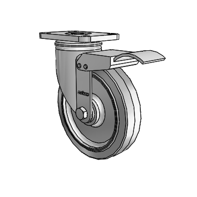 Stainless 5"x1.25" Performa Delrin Bearing Caster with Total Lock and 2.5"x3.625" Plate