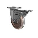 Stainless 5"x1.25" Thermo Plain Caster with Top Lock and 2.5"x3.625" Plate