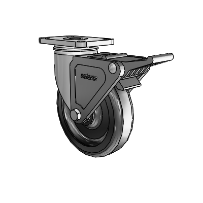 Stainless 5"x1.25" Polyolefin Delrin Bearing Caster with Top Lock and 2.5"x3.625" Plate