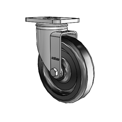 Stainless 5"x1.25" Polyolefin Delrin Bearing Caster with 2.5"x3.625" Plate