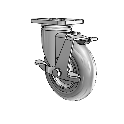 Stainless 5"x1.3125" Performa Delrin Bearing Side-Lock Caster with 2.5"x3.625" Plate