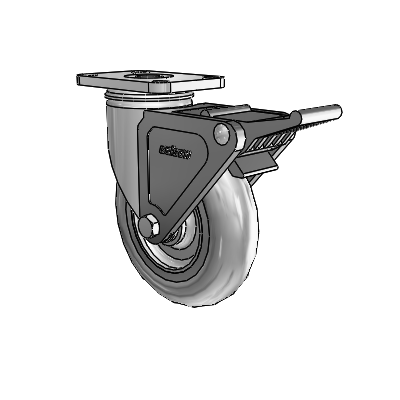 Stainless 5"x1.3125" Performa Delrin Bearing Caster with Top Lock and 2.5"x3.625" Plate