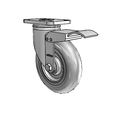 Stainless 5"x1.3125" Performa Delrin Bearing Caster with Total Lock and 2.5"x3.625" Plate