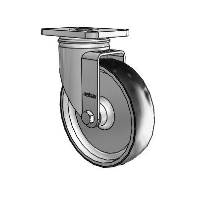 Stainless 5"x1.25" ThermoTech Teflon Caster with 2.5"x3.625" Plate