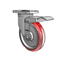 Stainless 5"x1.25" HI-TECH Delrin Bearing Caster with Total Lock and 2.5"x3.625" Plate