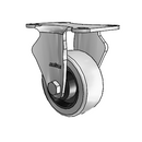 Stainless 3"x1.25" HI-TECH Rubber Plain Rigid Caster with 2.5"x3.625" Plate