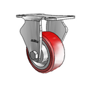 Stainless 3"x1.25" HI-TECH Plain Rigid Caster with 2.5"x3.625" Plate