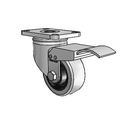Stainless 3"x1.25" HI-TECH Rubber Plain Caster with Total Lock and 2.5"x3.625" Plate